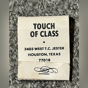 Vintage Matchbook Touch of Class Beauty Salon Houston TX Texas USED * POOR FLAWS
